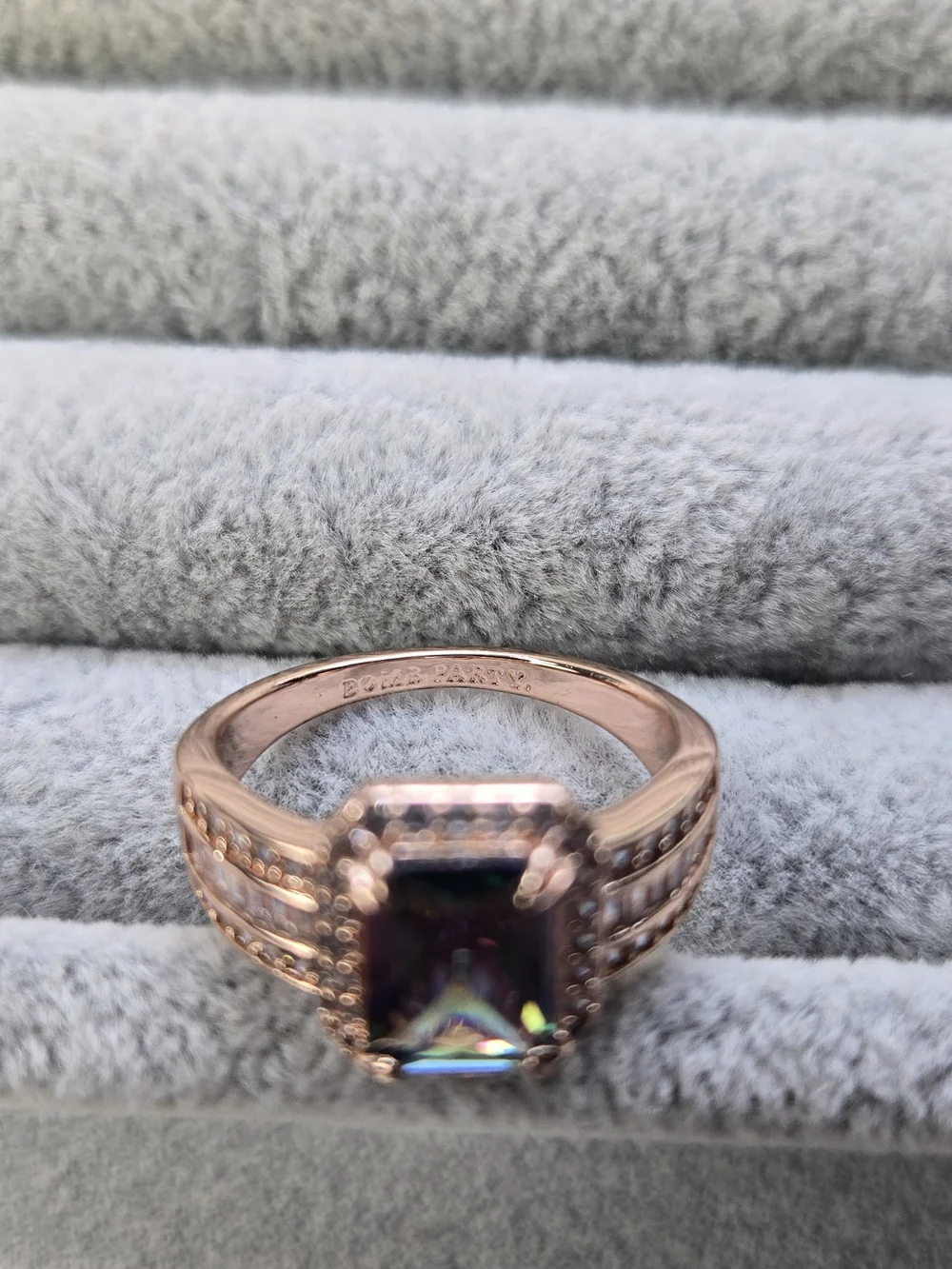 Size 8 Mystic Rainbow Topaz Rose Gold Plated Bomb Party Ring
